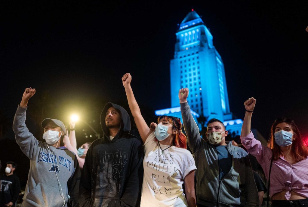 Protesters gather in Los Angeles on Wednesday