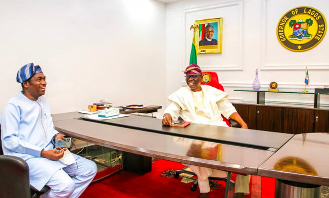 Lagos state Governor, Babajide Sanwo-Olu-Dr and his Deputy, Dr. Obafemi Hamzat. [Twitter/@jidesanwoolu]